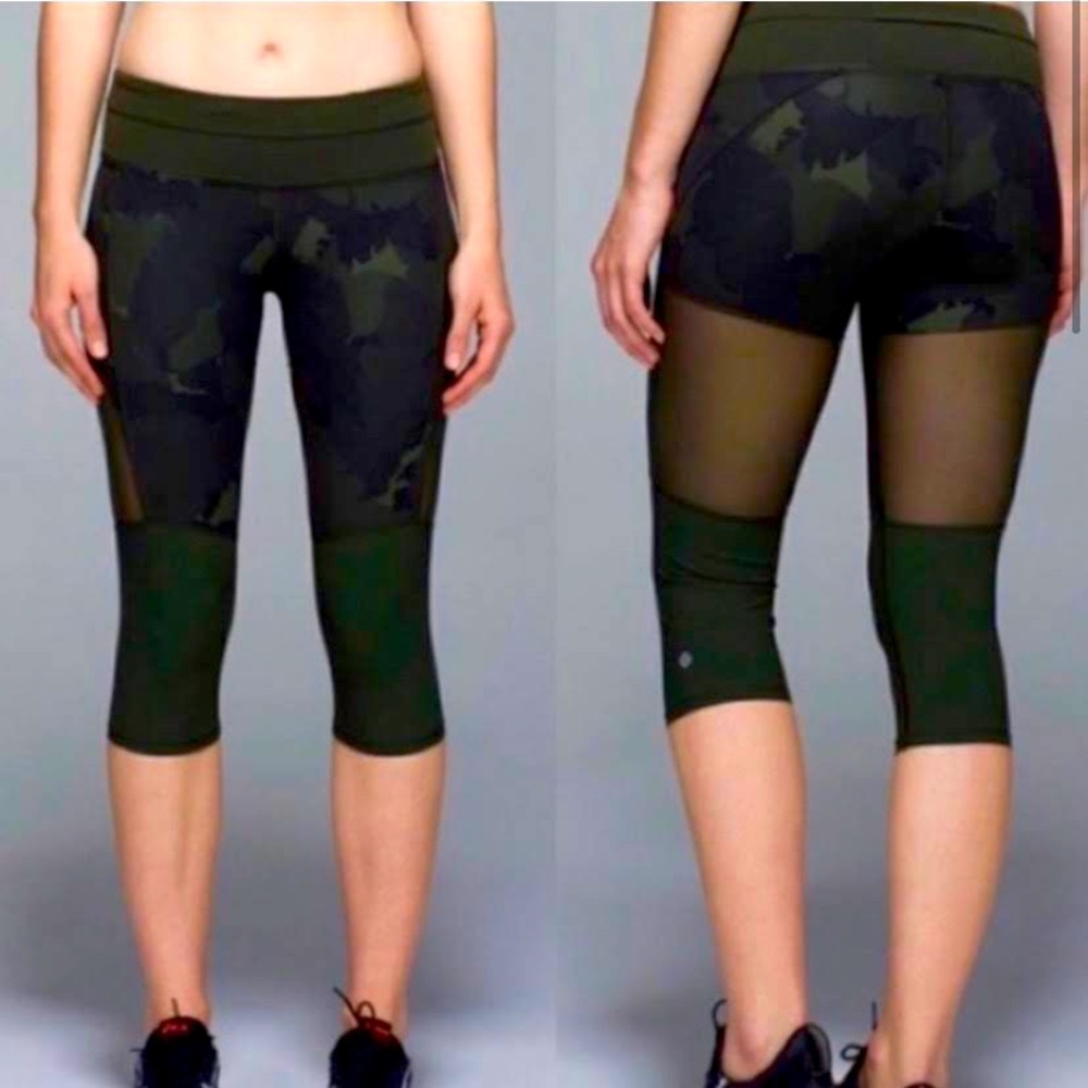 Lululemon Camo Sheer Leggings Cropped EUC Size 4 Price drop!